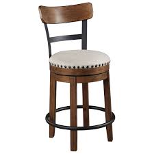 Pair upholstered bar stools, wrought iron with swivel seat. Signature Design By Ashley Valebeck Counter Height Upholstered Swivel Barstool Value City Furniture Bar Stools