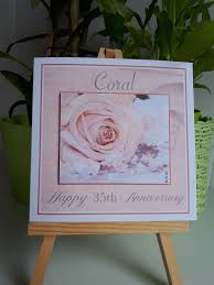 35th Anniversary Card Coral Wedding Card Handmade 35 Year Etsy Anniversary Cards For Husband Anniversary Cards Anniversary Cards Handmade