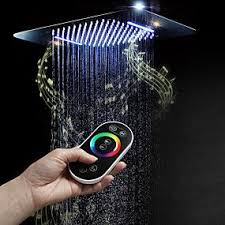 Music Rain Shower Chrome Feature Led Shower Rainfall Ceiling Mounted Shower Head In 2020 Shower Heads Cheap Shower Heads Ceiling Mounted Shower Head