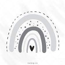 Grey Rainbow Sublimation Clipart Download Cute Black And Etsy Black And White Stickers Clip Art Clipart Black And White