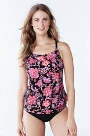 Women S Beach Living Blouson Tankini Swimsuit Top Larimar Floral From Lands End Blouson Tankini Tankini Swimsuit Top Tankini