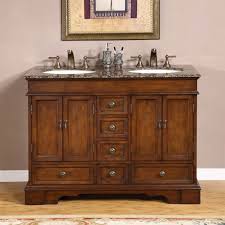 A double sink bathroom vanity with makeup table gives the space a further function. 48 In Ashley Double Sink Bathroom Vanity In Red Chestnut Baltic Brown Granite Stone Walmart Com Walmart Com