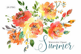 Summer Orange Watercolor Flowers Png Watercolor Flowers Watercolor Flower Illustration Flower Clipart
