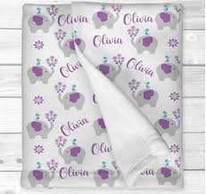 Cozy comfort for little ones in a huge range of designs. Elephant Baby Girl Blanket Personalized Baby Blanket Purple Safari Animals Bedding New Baby Shower Gift Flower Nursery