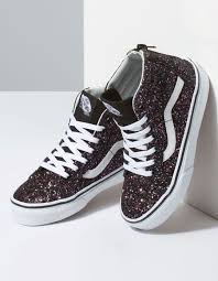 Black And White Shoes For Girls Vans Glitter Stars Sk8 Hi Zip Black True White Girls Shoes Black 340424100 Vans Shoes Girls White Shoes For Girls Girls Shoes