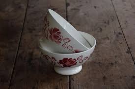 Lot De Deux Grands Bols Digoin A Fleurs Rouges En Faience Etsy Bowl Tea Cups Tableware