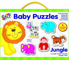 Puzzles with 2 or just a few pieces can be easier to build than the previous type (with the picture of the duck), so they don't necessarily move on from one to another but build different types, choosing based on the ones they are able to successfully complete. Magrudy Com Galt Toys Inc Baby Puzzle Jungle