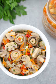 An acid and a salt are needed in the ingredients to help break down the cell walls of the… Marinated Mushrooms Olga S Flavor Factory