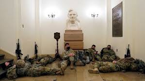 As congress is in session and increased foot traffic and business one week earlier, pictures of national guard troops resting in the capitol rotunda also caused an uproar. Early Morning Capitol Photos Show National Guard Troops Resting Ahead Of Impeachment Debate Fox News