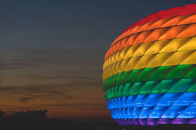 The allianz arena has a total capacity of 69,901 with standing and 66,000 seats (including executive boxes and business seats). Munchen Allianz Arena Germany Bavaria Soccer Stadium Colors Rainbow Piqsels