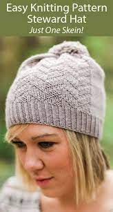 Knitting Pattern For Easy Steward Hat In One Skein Hat Knitting Patterns Knitted Hats Cable Knit Hat Pattern