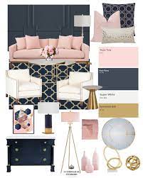 Create The Look Glam Navy Pink Living Room Blue And Pink Living Room Pink Living Room Decor Navy Living Room Decor