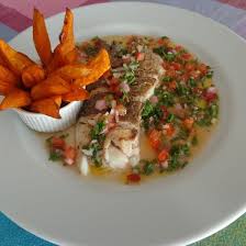 Dorade Royale Grillee Sauce Chien Patates Douces Frites Recette Du Monde Frite De Patate Douce Recette