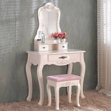 Woltu Barock Schminktisch Schminkhocker Spiegeltisch Kosmetiktisch Mdf Holz Mit Spiegel Mit Hocker Polsterhocker Frisi Spiegeltisch Schminktisch Hocker