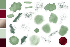 They make us think of nature, fresh starts, spring. Wine Red Sage Green Abstract Watercolor Paint Kit By Evermore Creatives Thehungryjpeg Com
