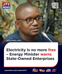 The Minister for Energy and Green Transitions, John Abdulai Jinapor, has  cautioned State-Owned Enterprises (SOEs) against the misuse of electricity,  emphasising that power is no longer free and must…