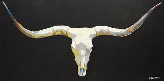 Real longhorn steer skull 3 foot 9 inches wide polished bull horns mounted cow head taxidermy. Longhorn Skull Painting By Boughton Walden