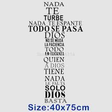 A jesucristo sigue con pecho grande, y, venga lo que venga, nada te espante. Spanisch Christian Gott Zitate Wandaufkleber Nada Te Turbe Vinyl Kunst Abziehbilder Fur Wohnkultur Wall Sticker Quote Wall Stickerfor Home Aliexpress