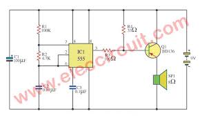 5 Circuits Of 555 Alarm Sound And Tone Generator Eleccircuit Com Electronic Circuit Projects Circuit Circuit Projects