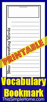 This Simple Home Vocabulary Bookmark Printable Free Vocabulary Book Vocabulary Spelling Instruction