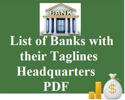 The list is based on the april, 2020 s&p global market intelligence report of the 100 largest banks in the world. List Of Banks With Their Taglines Headquarters Pdf Vidyagyaan