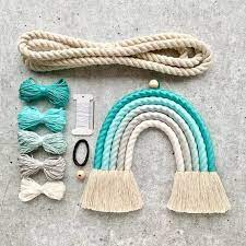 Diy Kit Rainbow Do It Yourself Rainbow Kit Box Wall Decoration Wall Hanging Fiber Rainbow Macrame Macrame Baby Room Decoration Nursery In 2021 Rainbow Macrame Rainbow Diy Macrame Baby
