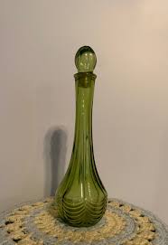 Vintage Green Avon Field Of Flowers Foaming Bath Oil Glass Bottle With  Glass Stopper