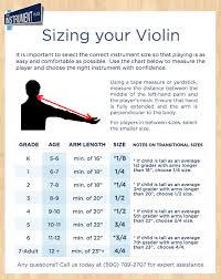 violin sizing chart what size violin is best