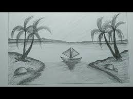 How To Draw Scenery With Pencil Step By Step Youtube