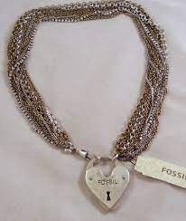 Fossil Brand Jewelry Multi Chain Key Lock Pendant Necklace Nwt Gioielli