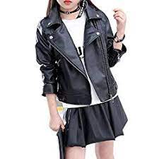 Elife Girls Fashion Pu Leather Motorcycle Jacket Children S Outerwear Slim Coat Black 11 12y Childrens Outerwear Leather Jackets Women Girl Fashion