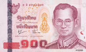 Die thailändische währung baht, zahlungsmittel und preise in thailand. Konig Bhumibol Adulyadej Auf 100 Baht Thailandischen Geldschein Foto Vorratig Crushpixel
