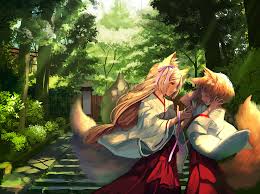 Wallpaper Id 159368 Anime Girls Original Characters Women Blonde Long Hair Short Hair Profile Smiling Sisters Fantasy Girl Fox Girl Foxy Ears Animal Ears Tail Ribbon Miko Sun Rays Trees Stairs She's part of the her long blonde hair paired with ribbons, along with her light blue eyes and small fangs capture my attention with ease.