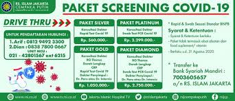 Rumah Sakit Islam Jakarta Cempaka Putih Layanan Drive Thru Paket Screening Covid 19