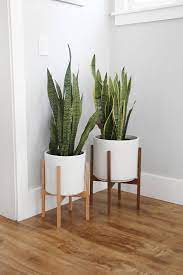 We've found dozens of stylish planters and pots to make your houseplants feel a little more at home. Extra Grosser Moderner Pflanzer Aus Der Mitte Des Jahrhunderts Mit Nussbaum Oder Eiche Mid Century Modern Planter Mid Century Modern Plant Stand Modern Planters