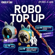 Free fire is a mobile game where players enter a battlefield where there is only. Garena Free Fire The New Pet Robo Is Now Ready For Deployment Top Up Now And You Can Be The Owner Of The New Cutesy Pet Top Up