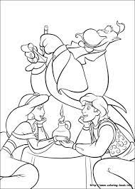 jasmine and aladdin on a romantic date with genie as waiter coloring page disney pages princess colors coloriage lapin et papillon
