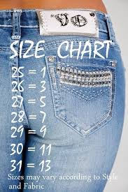 Jeans Size Chart Very Helpful