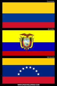 El territorio de colombia, venezuela y ecuador conformaba 'virreinato de la nueva granada'; Colombia Ecuador Venezuela Flags