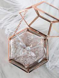 These Diy Hexagon Glass Ring Boxes Are Adorable Ring Box Wedding Diy Wedding Ring Box Ring Pillow Wedding