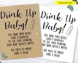 Bottle Chug Baby Shower Game Instant Download Printable Etsy