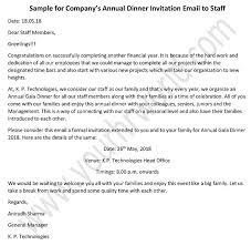 Sending a dinner invitation email. Annual Dinner Invitation Email To Staff Dinner Invitation Mail Hr Letter Formats Dinner Invitation Template Dinner Invitations Invitation Examples