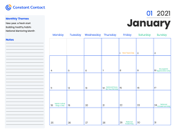 Bagi bulan 1(januari), 2( februari), 3(mac), 4(april) , 5(mei), 6 (jun), 7(julai), 8(ogos), 9 (september), 10(oktober), 11(november) dan bulan 12(december) untuk tahun 2021. 2021 Online Marketing Calendar Free Template And Full List Of Holidays Constant Contact