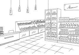 Maybe you would like to learn more about one of these? Grocery Store Shop Interior Black White Graphic Sketch Illustration Stock Vector Illustration Of Merchandise Element 94117742