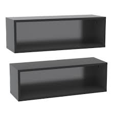 Set Of 2 Rectangle Avenue Wall Shelves Black Nexera Floatingshelvesarrangement Wall Shelves Black Floating Shelves Floating Shelves