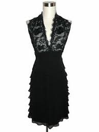 N286 Tadashi Designer Dress Size 2 Xs Sequin Ruffle Black