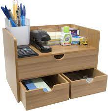 Its unique compartment shapes make it especially handy for tidying up desk drawers. Amazon Com Sorbus 3 Tier Bamboo Shelf Organizer For Desk With Drawers Mini Desk Storage For Office Supplies Toiletries Crafts Etc Great For Desk Vanity Office Products