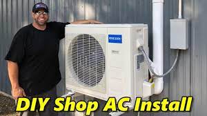 Mrcool diy 3rd generation enhanced ductless mini split 12k heat pump w/ wifi. Mr Cool Diy Shop Ac Install Youtube