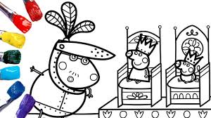 Peppa pig logo, george and dinosaur, mommy and daddy pig! Peppa Pig Coloring Pages Knight In Armor Mr Rabbit Princess Peppa And Prince George Youtube