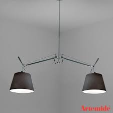 Tolomeo Double Black Fabric Shade Pendant Light By Artemide Fabric Shades Tolomeo Lamp Pendant Light